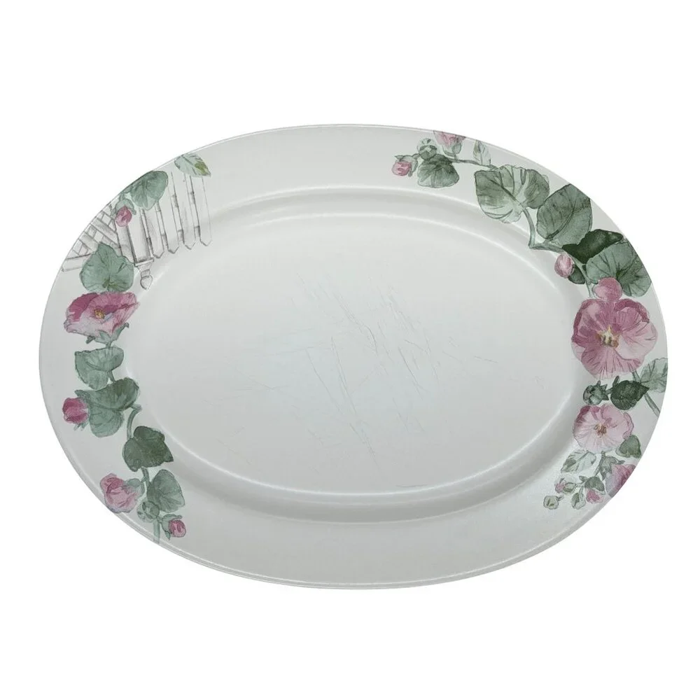 Vintage‎ Pfaltzgraff Cape May Oval Platters Set of 2 Pink Floral Birdhouse 14.5